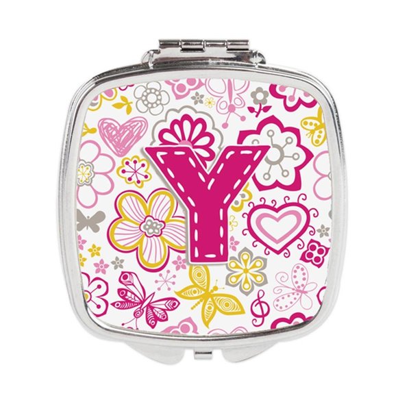 Carolines Treasures Letter Y Flowers and Butterflies Pink Compact Mirror CJ2005-YSCM